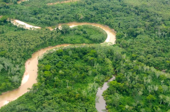 Fotografia aérea da Amazônia peruana