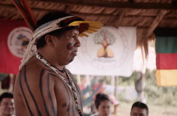 Lider indígena Ithau Ka'apor de perfil