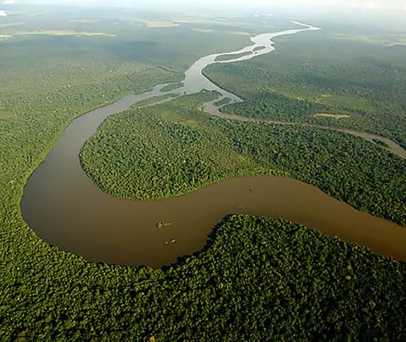 Um rio abre caminho pela Amazônia