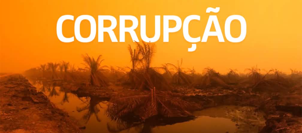 Fogo em Sumatra Brände in Sumatra + Text CORRUPÇÃO
