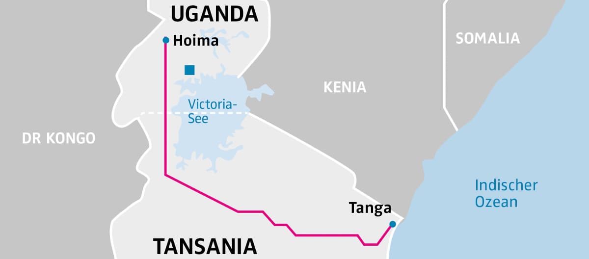 Mapa: Uganda e Tanzânia