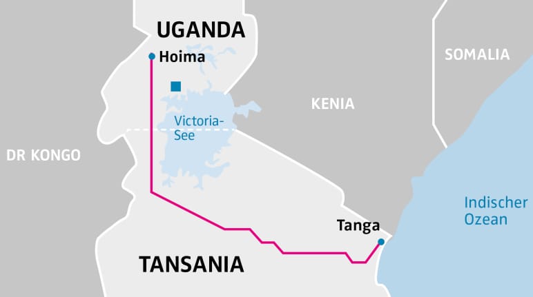 Mapa: Uganda e Tanzânia