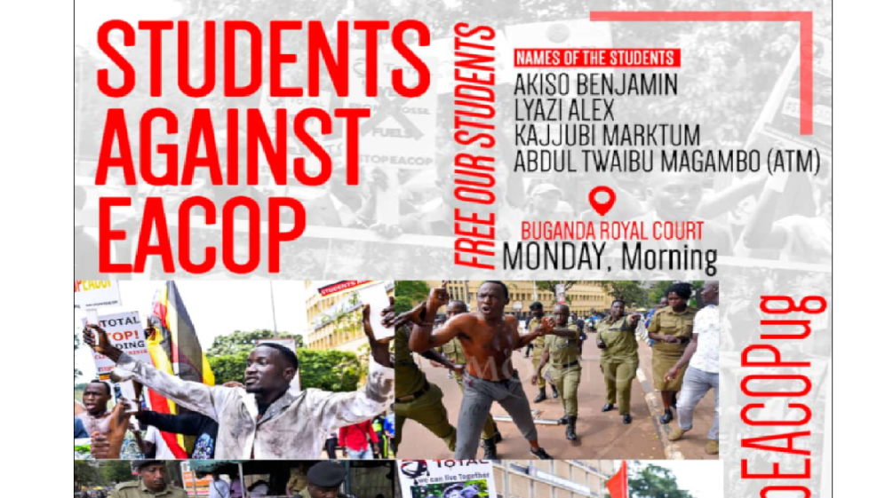 Colagem com os nomes dos estudantes contra o EACOP