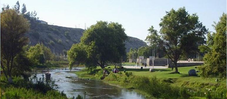 O fértil Vale do Huasco está salvo (origem: vallenar.mundoanuncio.cl) O vale fértil de Huasco: um rio numa paisagem verde