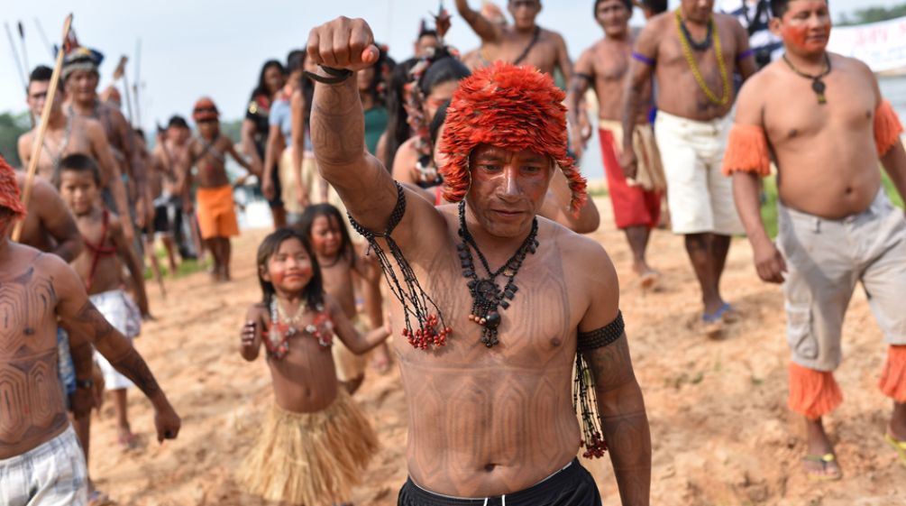 Protesto de indígenas do povo dos Munduruku